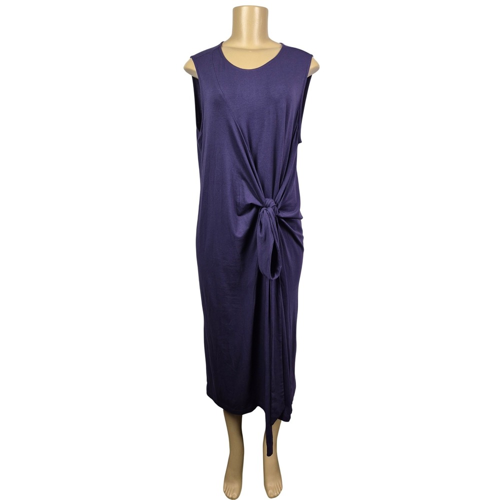 Peruvian‎ Connection Purple Pima Cotton Modal Wrap Midi Dress XL Quiet Luxury